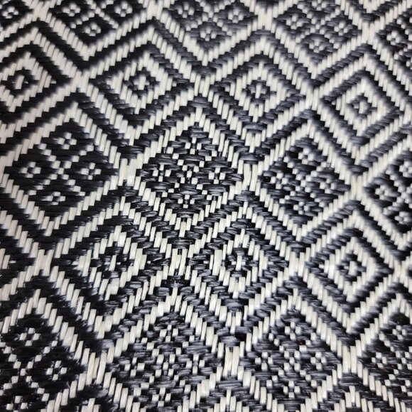 🖤 Neiman Marcus Black & Cream Woven Tote Bag | Boho Chic Oversized Shoulder Bag - Picture 6 of 11